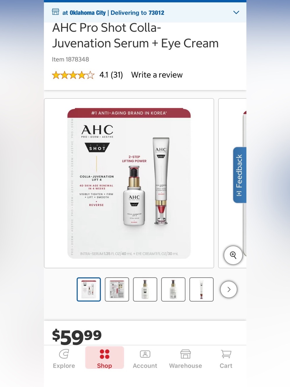 AHC Pro Shot Colla Juvenation Lift 4 Duo Serum Eye & Face Cream 40ml/30ml